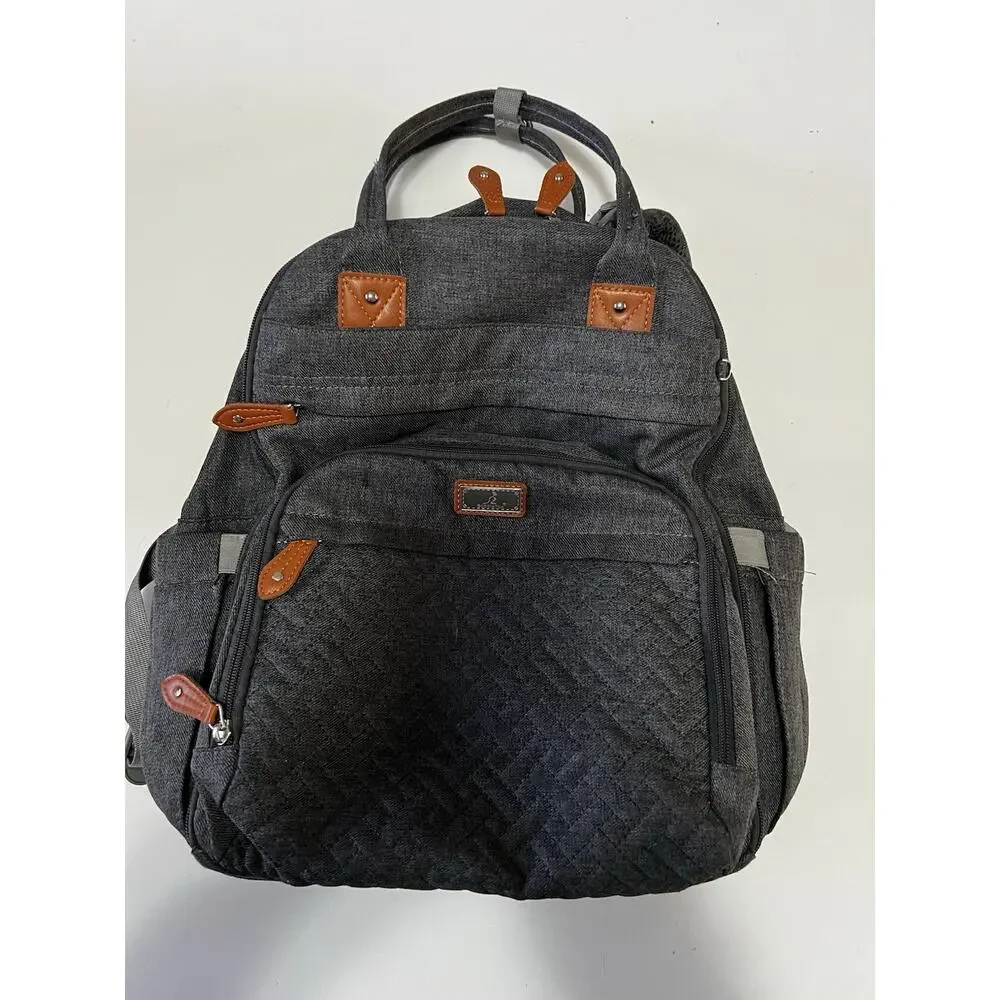 BabbleRoo Diaper Bag Backpack - Dark Gray Waterproof Travel Baby